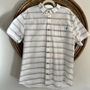 O'Neill Short Sleeve Striped Button Up Shirt (XXL)